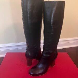 Valentino Studded Black Over the Knee Boots